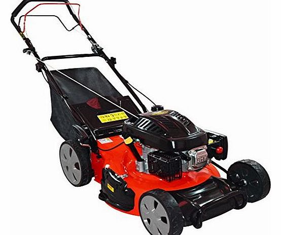 Fox Head Fox 20 4 in 1 Cut N Thrust 5.5HP 4-Stroke Wolf Petrol Engine Lawn Mower with 50 Litre Grass Collection Bag, Mulching Facility, Side Discharge, Red All Steel Deck