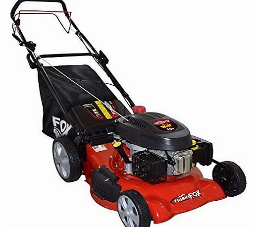 Frisky Fox PLUS 18`` Self Propelled OHV 4 Stroke Petrol Lawn Mower 18`` Cutting Width - 4 in 1 Facility Includes Mulching, Collecting, Rear and Side Discharge Plus Lawn Striper