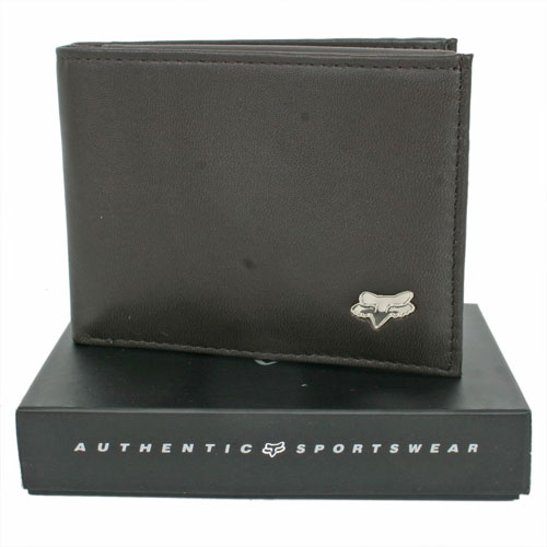 Fox Racing Mens Fox Racing Fox Leather Bifold Wallet 081 Brown