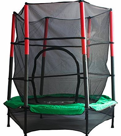 4.5FT 55`` Junior Trampoline With Enclosure Safety Net Kids Child Indoor Outdoor Activity Green New