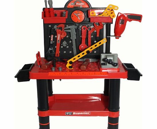 FoxHunter 54PC Children Kids Boys Tool Drill Kit Work Bench Workbench Set Role Play DIY Pretend Toy Game Gift New