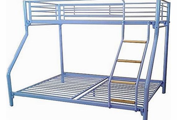 FoxHunter New Purple Metal Triple Children Kids Sleeper Bunk Bed Frame No Mattress Double Bed Base Single On Top With Wood Ladder