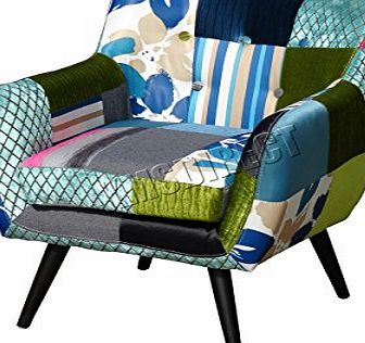 FoxHunter Patchwork Chair Fabric Vintage Tub Armchair Seat Dining Room Living Bedroom Office Furniture PC029