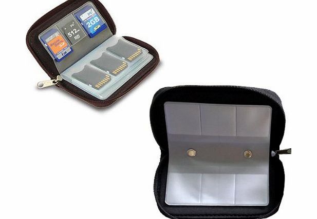 Foxnovo Portable 22 Slots SD SDHC MMC CF Micro SD Memory Card Holder Pouch Case Zippered Storage Bag Protector (Black)