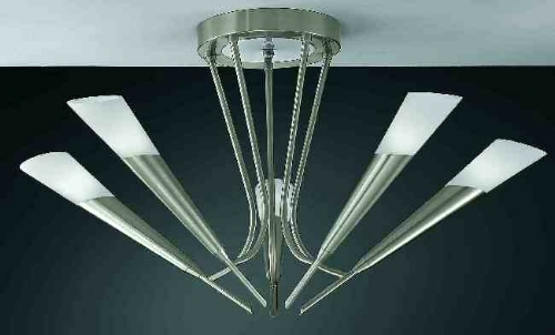 Conical satin nickel ceiling light
