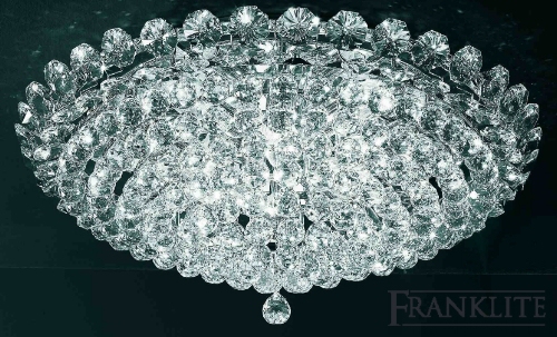 Modern crystal flush fitting comprising faceted lead crystal spheres on chrome finish metalwork