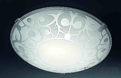 Franklite Opal glass with acid decorative pattern and small chrome finish clasps