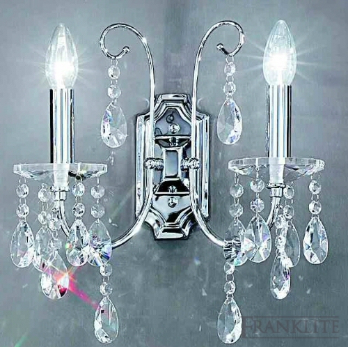 Franklite Passionata Delicate chrome finish fittings with crystal drops.