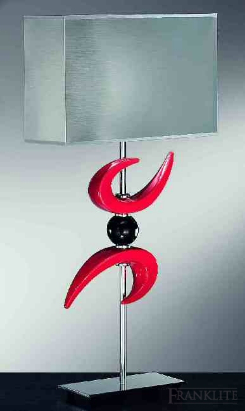 Red and black ceramic table lamp