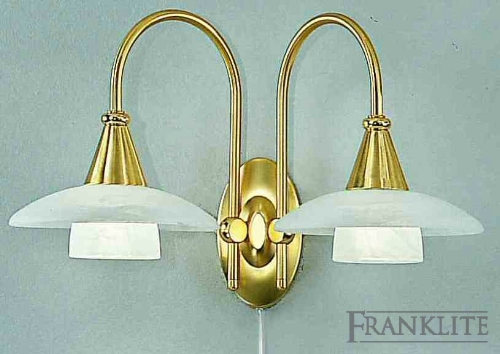 Satin brass finish with double alabaster effect glass
