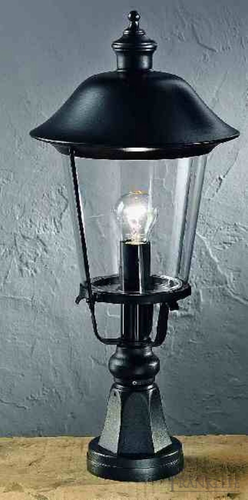 Trenton Cast aluminium pedestal lantern in satin black with clear polycarbonate lens