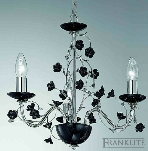 Verano Chrome finish fittings with contrasting delicate black porcelain flowers, porcelain candle pa