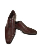 Fratelli Borgioli Handmade Burgundy Leather Cap Toe Oxford Shoes