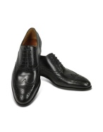 Fratelli Rossetti Black Calf Leather Wingtip Oxford Shoes