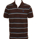 Brown Pique Polo Shirt With Stripes