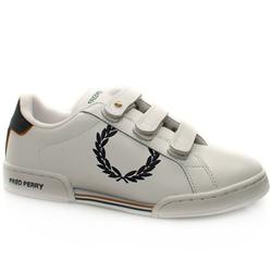 Fred Perry Male Emb Laurel Comf Leather Upper Fashion Trainers in White and Navy