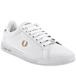 Fred Perry Male Fred Perry Parkside Pin Punch Leather Upper Fashion Trainers in White and Gold