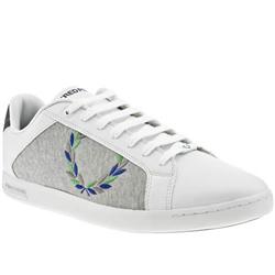 Male Fred Perry Shelton Jersey Marl Leather Upper Fashion Trainers in White and Grey
