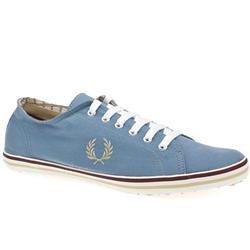 Fred Perry Male Kingston Twill Tipp Fabric Upper Fashion Trainers in Pale Blue, White and Green
