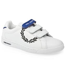 Fred Perry Male Micro Pin Punch Leather Upper Fashion Trainers in White