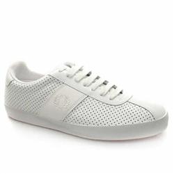 Male Perferated Tennis Leather Upper Fashion Trainers in White