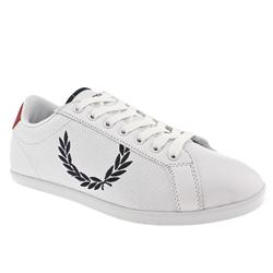 Fred Perry Male Peterstow Pin Punch Leather Upper Fashion Trainers in White and Navy