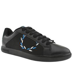 Fred Perry Male Shelton Jersey Leather Upper Fashion Trainers in Black and Grey