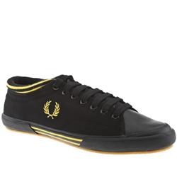 Fred Perry Male Tipped Cuff Knitted Fabric Upper Fashion Trainers in Black and Gold