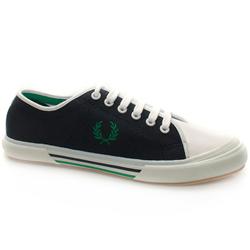 Fred Perry Male Vintage Tennis Hb Leather Upper Fashion Trainers in Navy and Green