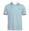 Pale Blue Pique Cotton Polo Shirt