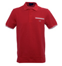Red `tripe Under Collar`Polo Shirt