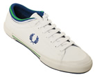 Tipped Cuff White/Blue Canvas Trainers