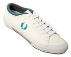 Tipped Cuff White/Blue Leather Trainer