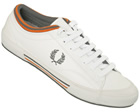 Fred Perry Tipped Cuff White/Grey Leather Trainer