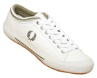 Fred Perry Tipped Cuff White/Sage Leather Plimsoll