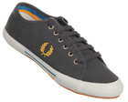 Fred Perry Vintage Tennis Charcoal Canvas Trainers