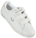 White and Beige Velcro Fastening Leather Trainers