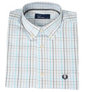 White and Blue Check Short Sleeve Shirt