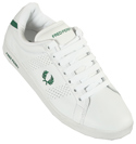 White and Green Leather Trainers