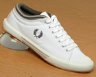Fred Perry White/Grey Tipped Cuff Canvas Trainers