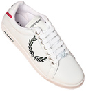 White Leather Trainers With Large Green Logo