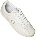 White Leather Trainers With Silver Logo