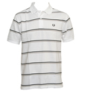 White Pique Cotton Polo Shirt With Stripes
