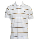 White Striped Pique Cotton Polo Shirt