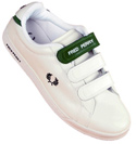 White Velcro Fastening Leather Trainers