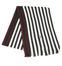 White with Black and Burgundy Stripe Scarf