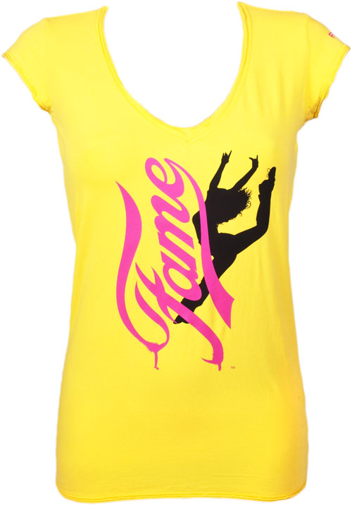 Ladies Yellow Deep V-Neck Fame T-Shirt from Freddy