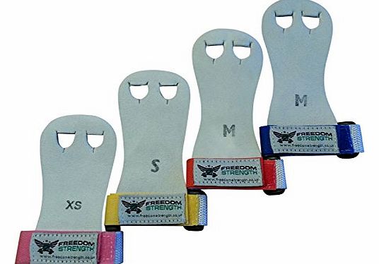 Freedom Strength Children Size gymnastics palm protectors with coloured velcro (Red, Small)