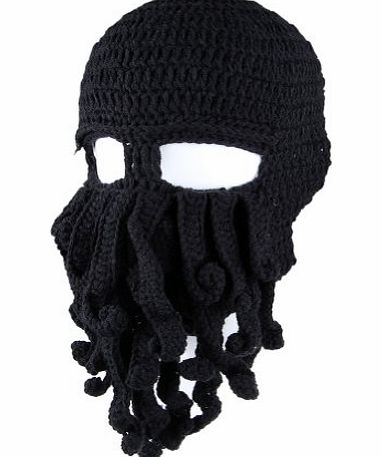 FreeFisher  Unisex Barbarian Beard Hat Beanie Handmade Octopus Hat Black