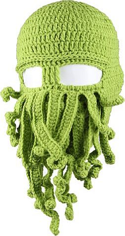  Unisex Barbarian Beard Hat Beanie Handmade Octopus Hat Green